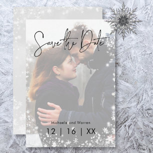 Winter Sneeuw Moderne Foto Bruiloft Save The Date