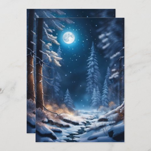 Winter Sneeuw Ontwerp Feestdagenkaart (Voorkant / Achterkant)