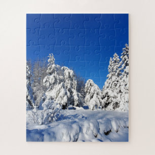 Winter Sneeuw Overdekte Bomen Puzzel