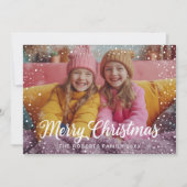 Winter Sneeuw Overlay Vrolijke Kerstfoto Kaart (Voorkant)