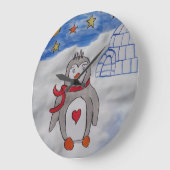 Winter Sneeuw Pinguïn Klok (Hoek)