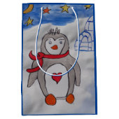 Winter Sneeuw Pinguïn Medium Cadeauzakje (Voorkant)