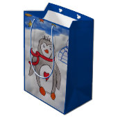 Winter Sneeuw Pinguïn Medium Cadeauzakje (Achterkant Gekanteld)