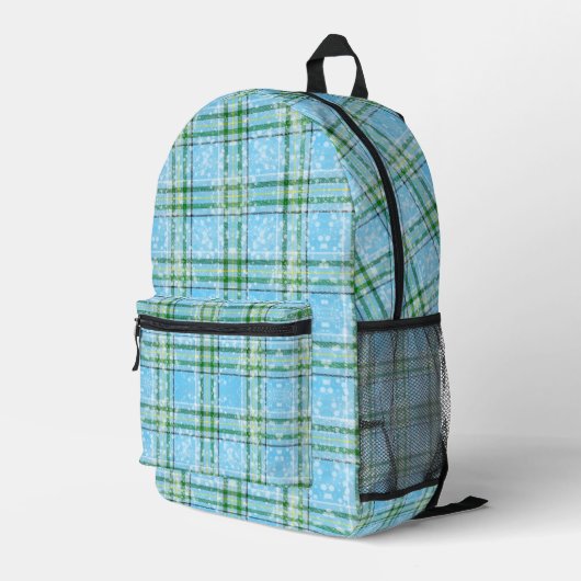 Winter Sneeuw Plaid Tartan Design Bedrukte Rugzak (Achterkant Hoek Rechts)