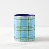 Winter Sneeuw Plaid Tartan Design Mok (Midden)