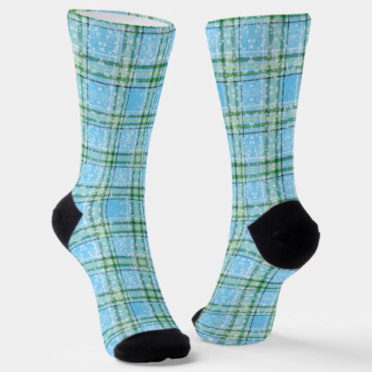 Winter Sneeuw Plaid Tartan Design Sokken (Gebogen)