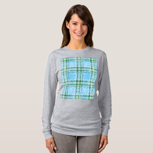 Winter Sneeuw Plaid Tartan Design  T-shirt (Voorkant volledig)