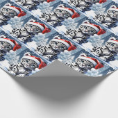 Winter Sneeuw Santa Schattige Sneeuw Leopard Cub K Cadeaupapier (Hoek)