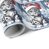Winter Sneeuw Santa Schattige Sneeuw Leopard Cub K Cadeaupapier (Rol Hoek)