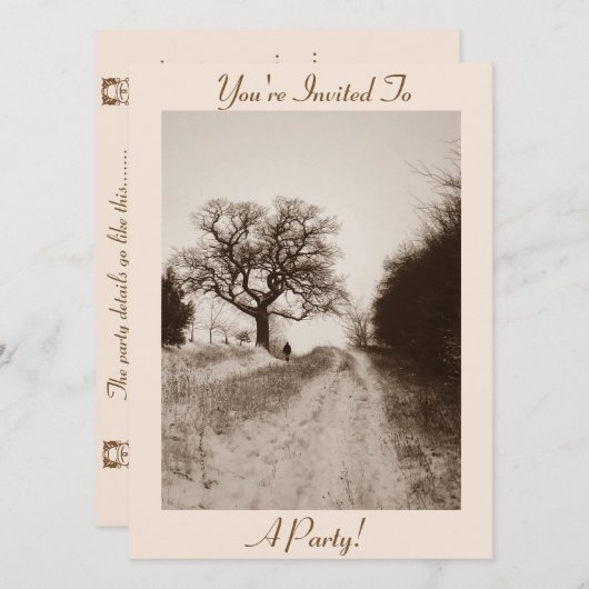 Winter Sneeuw Scène Fotografische Kerstmis Kaart (Voorkant / Achterkant)