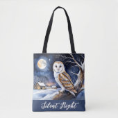Winter Sneeuw Scene Kerkuil Tote Bag (Voorkant)