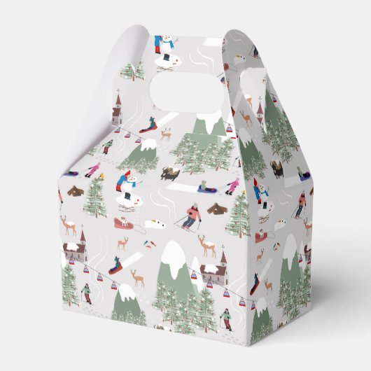 Winter Sneeuw Skiën Mountain Skigebieden Landschap Bedankdoosjes (Voorkant Zijde)