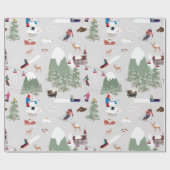 Winter Sneeuw Skiën Mountain Skigebieden Landschap Cadeaupapier (Vlak)