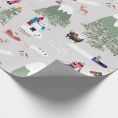 Winter Sneeuw Skiën Mountain Skigebieden Landschap Cadeaupapier (Hoek)