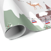 Winter Sneeuw Skiën Mountain Skigebieden Landschap Cadeaupapier (Rol Hoek)