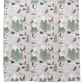 Winter Sneeuw Skiën Mountain Skigebieden Landschap Douchegordijn (Voorkant)