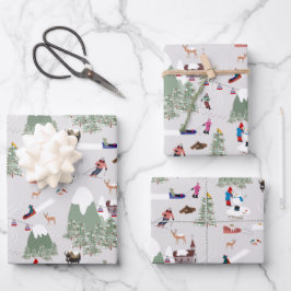 Winter Sneeuw Skiën Mountain Skigebieden Landschap Inpakpapier Vel