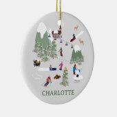 Winter Sneeuw Skiën Mountain Skigebieden Landschap Keramisch Ornament (Rechts)