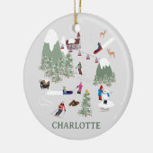 Winter Sneeuw Skiën Mountain Skigebieden Landschap Keramisch Ornament (Links)