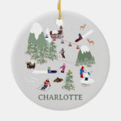 Winter Sneeuw Skiën Mountain Skigebieden Landschap Keramisch Ornament (Achterkant)