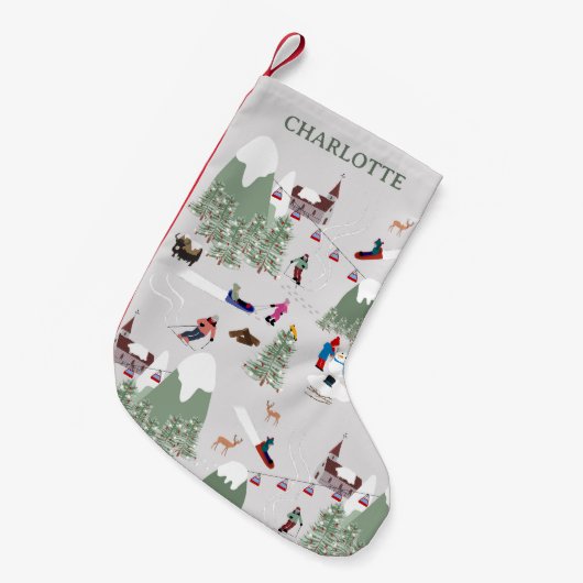 Winter Sneeuw Skiën Mountain Skigebieden Landschap Kleine Kerstsok (Voorkant (Hangend))