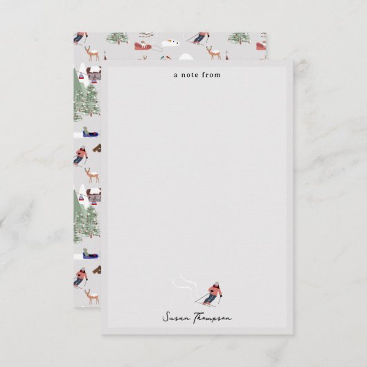 Winter Sneeuw Skiën Mountain Skigebieden Landschap Notitiekaartje (Voorkant / Achterkant)