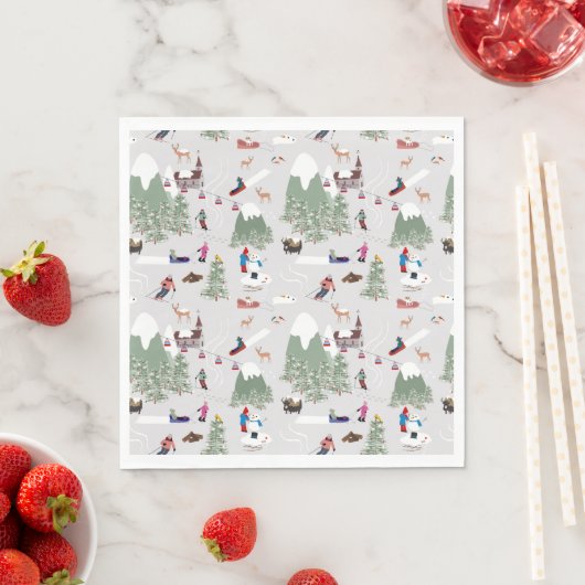 Winter Sneeuw Skiën Mountain Skigebieden Landschap Servet (Insitu)