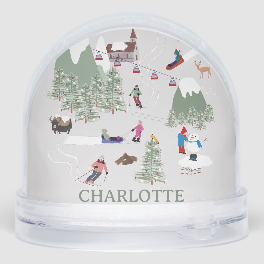 Winter Sneeuw Skiën Mountain Skigebieden Landschap Sneeuwbol (Achterkant)