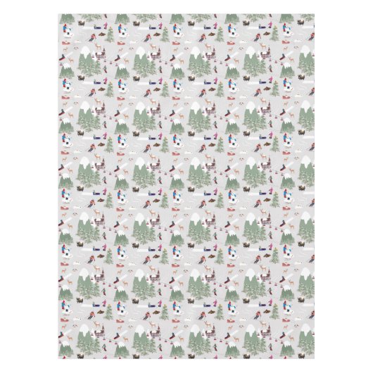 Winter Sneeuw Skiën Mountain Skigebieden Landschap Tafelkleed (Voorkant)