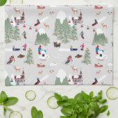 Winter Sneeuw Skiën Mountain Skigebieden Landschap Theedoek (Gevouwen)