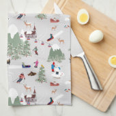 Winter Sneeuw Skiën Mountain Skigebieden Landschap Theedoek (Quarter Fold)