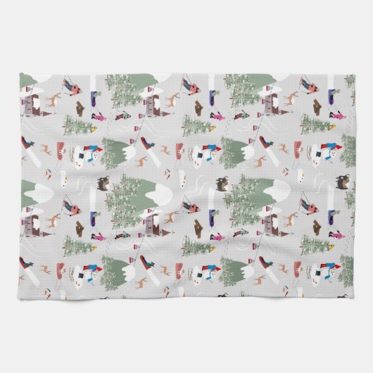 Winter Sneeuw Skiën Mountain Skigebieden Landschap Theedoek (Horizontaal)