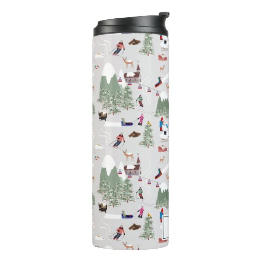 Winter Sneeuw Skiën Mountain Skigebieden Landschap Thermosbeker (Gedraaid links)