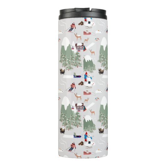 Winter Sneeuw Skiën Mountain Skigebieden Landschap Thermosbeker (Achterkant)