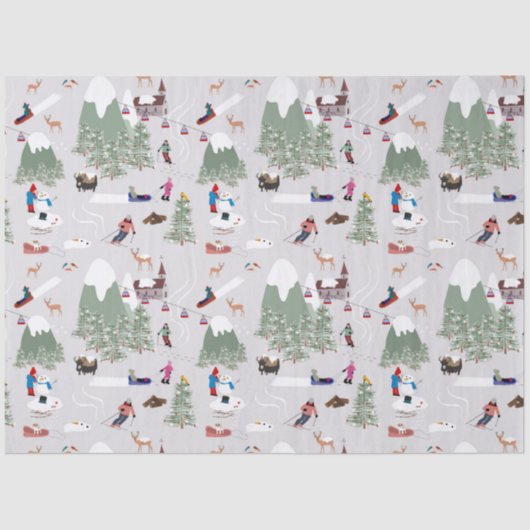 Winter Sneeuw Skiën Mountain Skigebieden Landschap Tissuepapier (Voorkant)