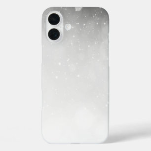 Winter Sneeuw sprankelend zwart en wit iPhone 16 Plus Hoesje