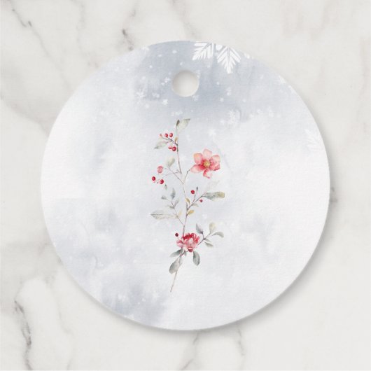 Winter sneeuw stoffige blauwe bessen Dank u Bedankjes Labels (Achterkant)