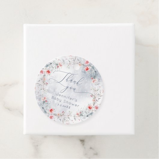 Winter sneeuw stoffige blauwe bessen Dank u Bedankjes Labels (In situ)