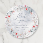 Winter sneeuw stoffige blauwe bessen Dank u Bedankjes Labels (Voorkant)