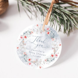 Winter sneeuw stoffige blauwe bessen Dank u Bedankjes Labels