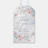 Winter sneeuw stoffige blauwe krans Dank u Cadeaulabel (Voorkant)