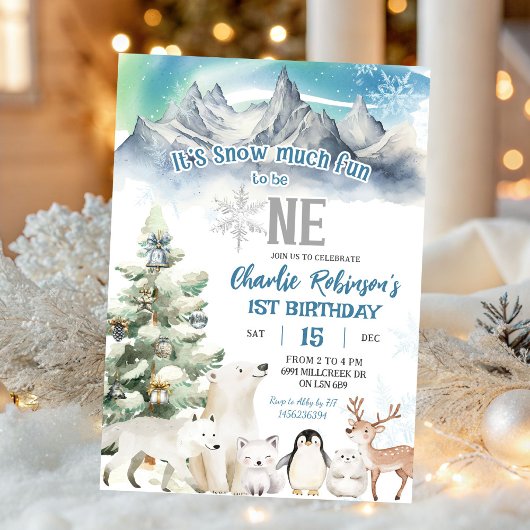 Winter Sneeuw Veel Plezier Om Eén Jongen Eerste Ve Kaart