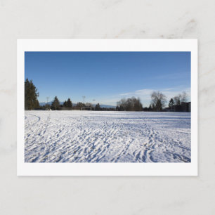 winter sneeuw voetbalveld briefkaart