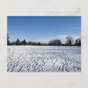 winter sneeuw voetbalveld briefkaart
