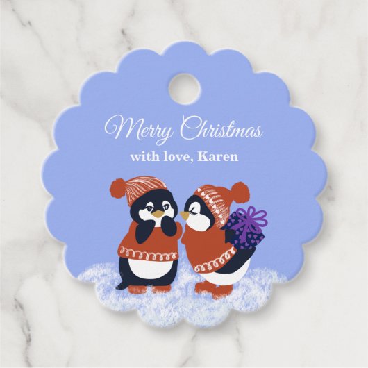 Winter Sneeuw Vrolijk Kerstfeest Bedankjes Labels (Voorkant)