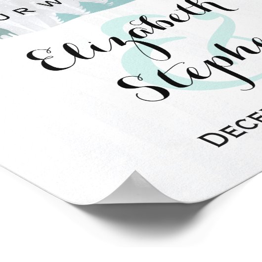 Winter Sneeuw Wonderland Vogels Rendier Trouwbord Poster (Hoek)