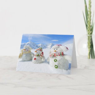 Winter, sneeuw, zon en plezier, Kerstmis Feestdagen Kaart