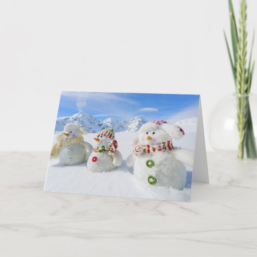 Winter, sneeuw, zon en plezier, Kerstmis Feestdagen Kaart (Voorkant)