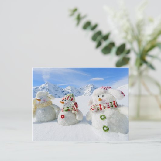 Winter, sneeuw, zon en plezier, Kerstmis Feestdagenkaart (Staand voorkant)