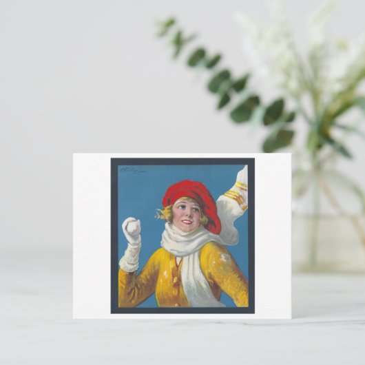 Winter sneeuwbal gevecht Briefkaart (Staand voorkant)